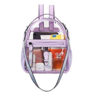 4542 Clear Small Backpack Purse  Designer Transparent Shoulder Handbag